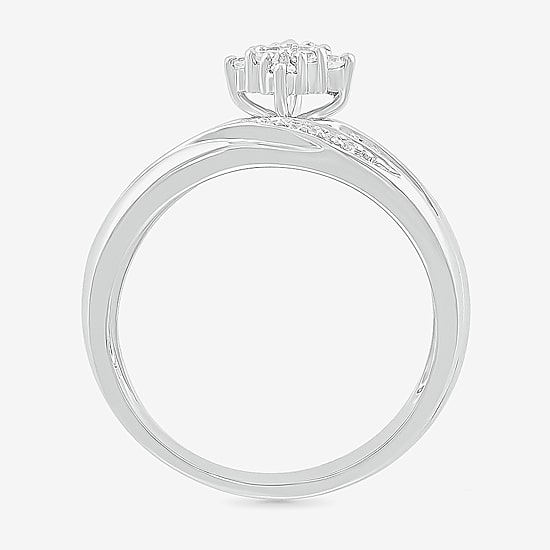 4.65mm Unisex Adult 1/4 CT. T.W. Natural White Diamond 10K Gold Marquise Side Stone Wedding Ring Set