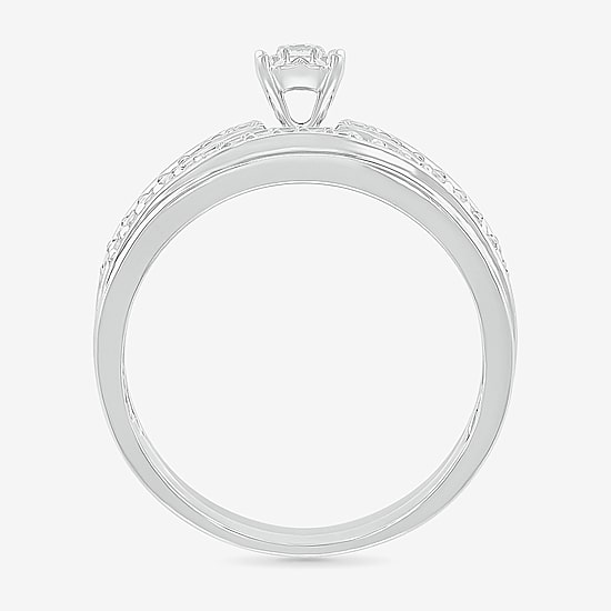 4.90mm Unisex Adult 3/8 CT. T.W. Natural White Diamond 10K Gold Side Stone Wedding Ring Set