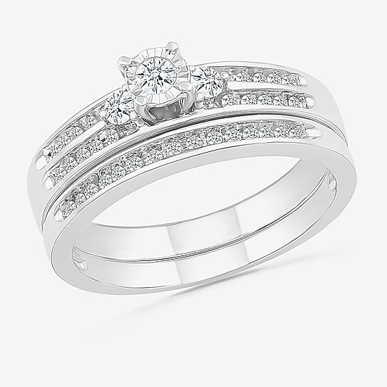 4.85mm Unisex Adult 1/2 CT. T.W. Natural White Diamond 10K Gold Round Side Stone Wedding Ring Set