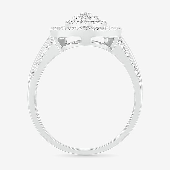 6.20mm Unisex Adult 1 CT. T.W. Natural White Diamond 10K Gold Pear Side Stone Halo Engagement Ring