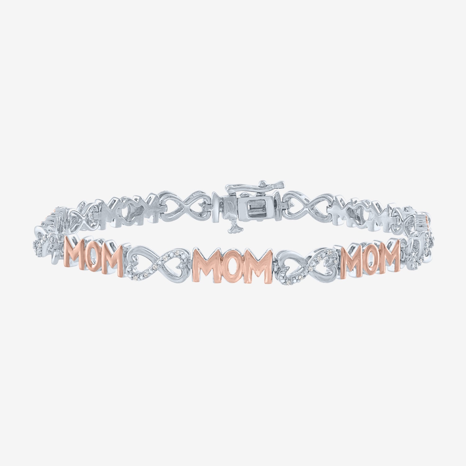 "Mom" Womens 1/10 CT. T.W. Natural White Diamond Sterling Silver Infinity 7.5 Inch Tennis Bracelet