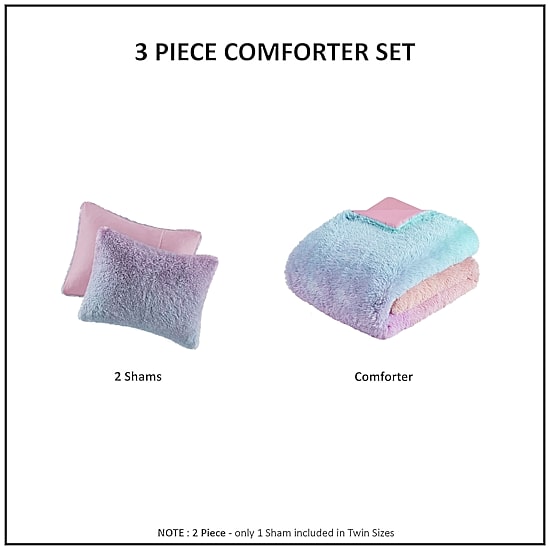 Intelligent Design Talia Ultra Cozy & Soft Ombre Shaggy Faux Fur Comforter Set With Sham