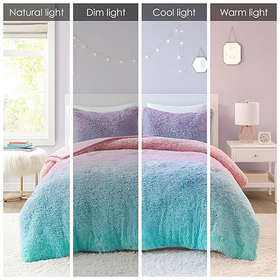 Intelligent Design Talia Ultra Cozy & Soft Ombre Shaggy Faux Fur Comforter Set With Sham
