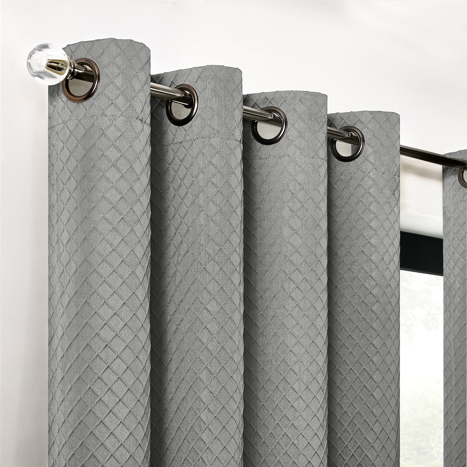 Fieldcrest Diamond Grommet Top Energy Saving 100% Blackout Single Curtain Panel