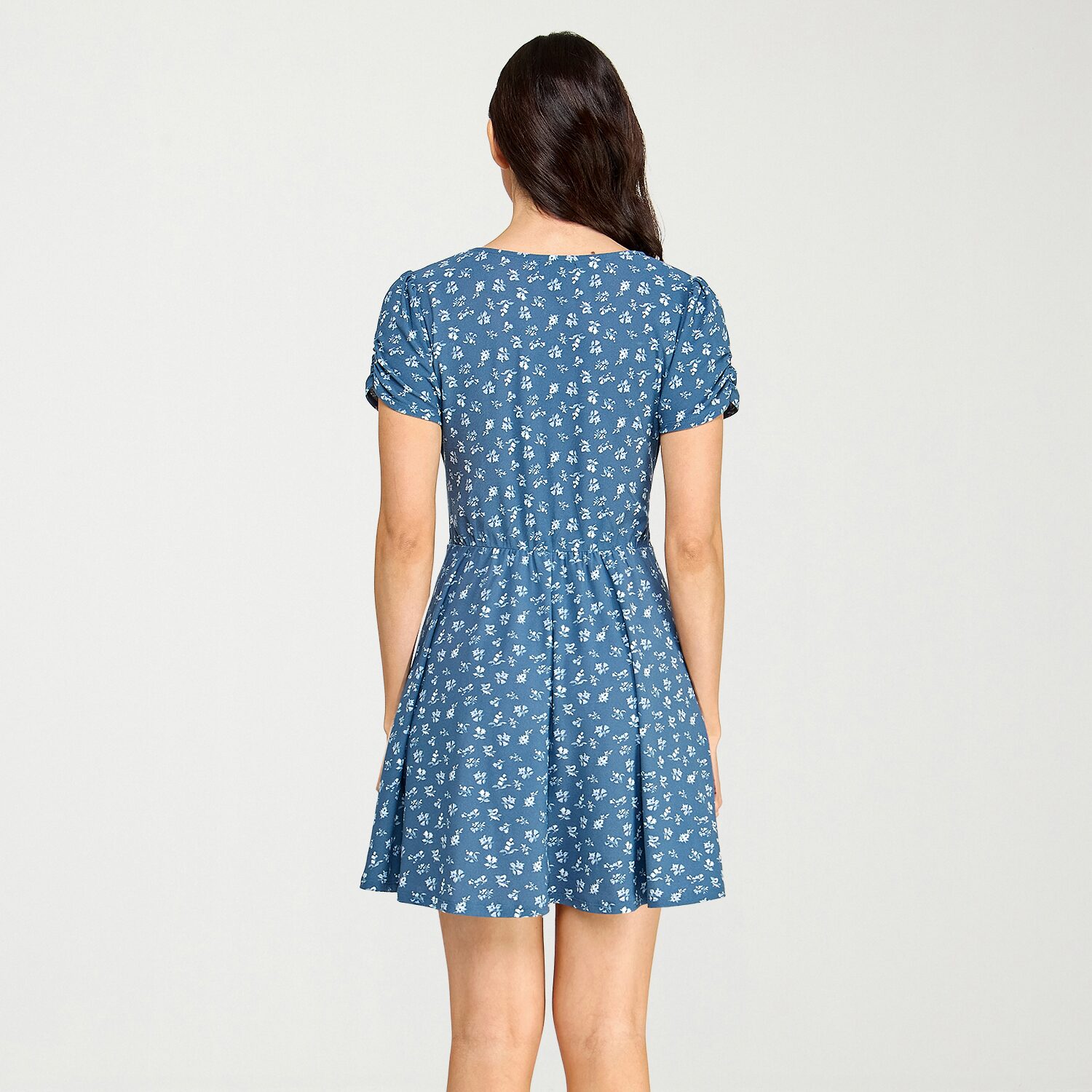 City Triangle Womens Juniors V Neck Short Sleeve Cap Fit + Flare Dress