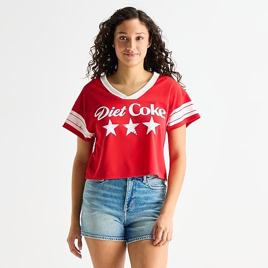 Grayson Threads, The Label Diet Coke Cropped Womens Juniors Crew Neck Short Sleeve Jersey