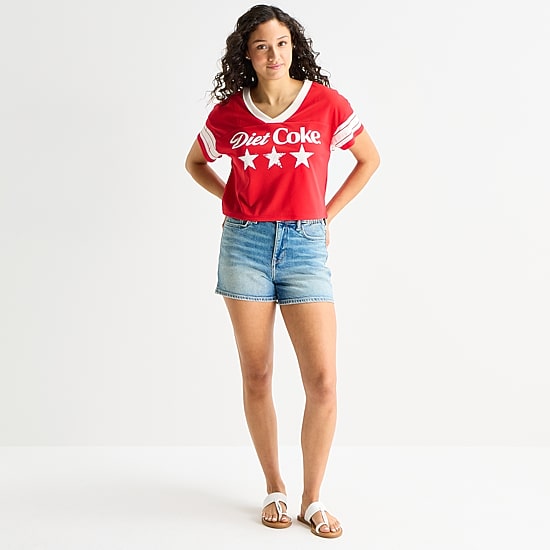 Grayson Threads, The Label Diet Coke Cropped Womens Juniors Crew Neck Short Sleeve Jersey