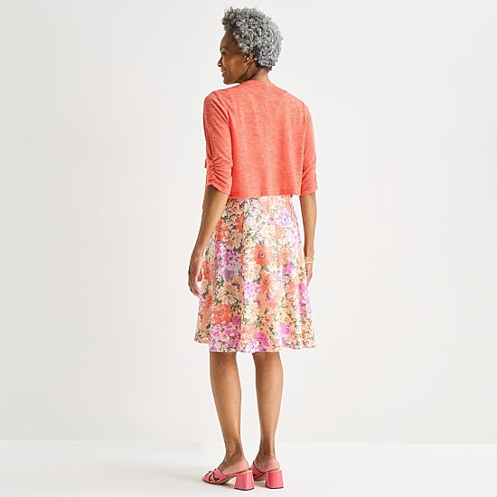 Perceptions Womens Floral Lace Jacket Dress
