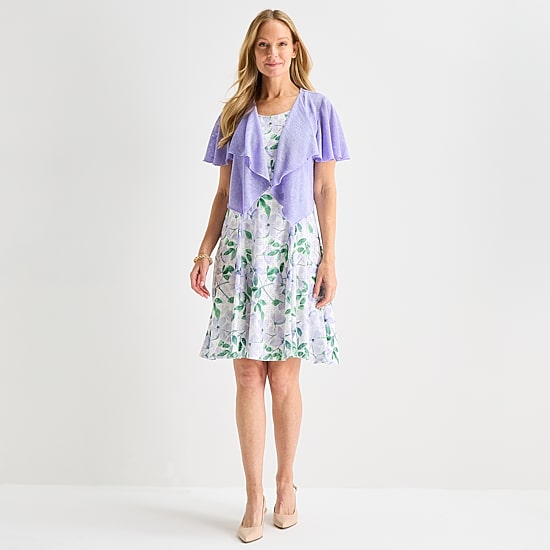 Perceptions Womens Floral Jacket Dress