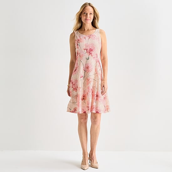 Perceptions Womens Floral Lace Jacket Dress