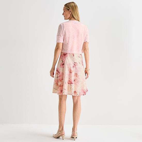 Perceptions Womens Floral Lace Jacket Dress
