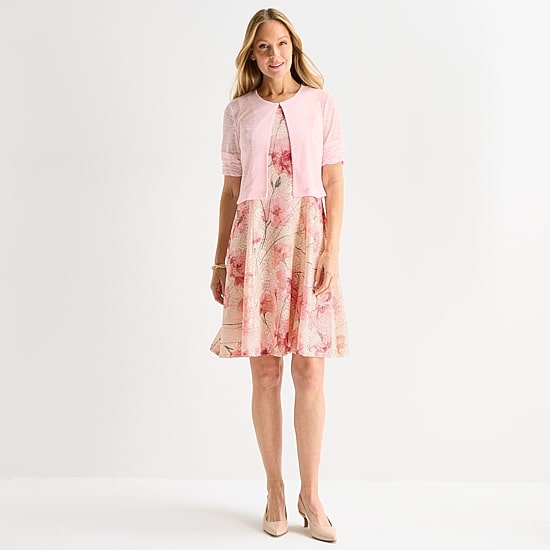 Perceptions Womens Floral Lace Jacket Dress