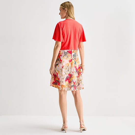 Perceptions Womens Floral Jacket Dress