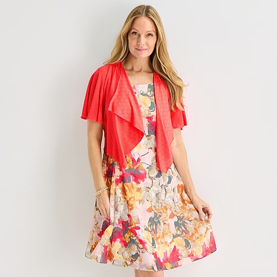 Perceptions Womens Floral Jacket Dress