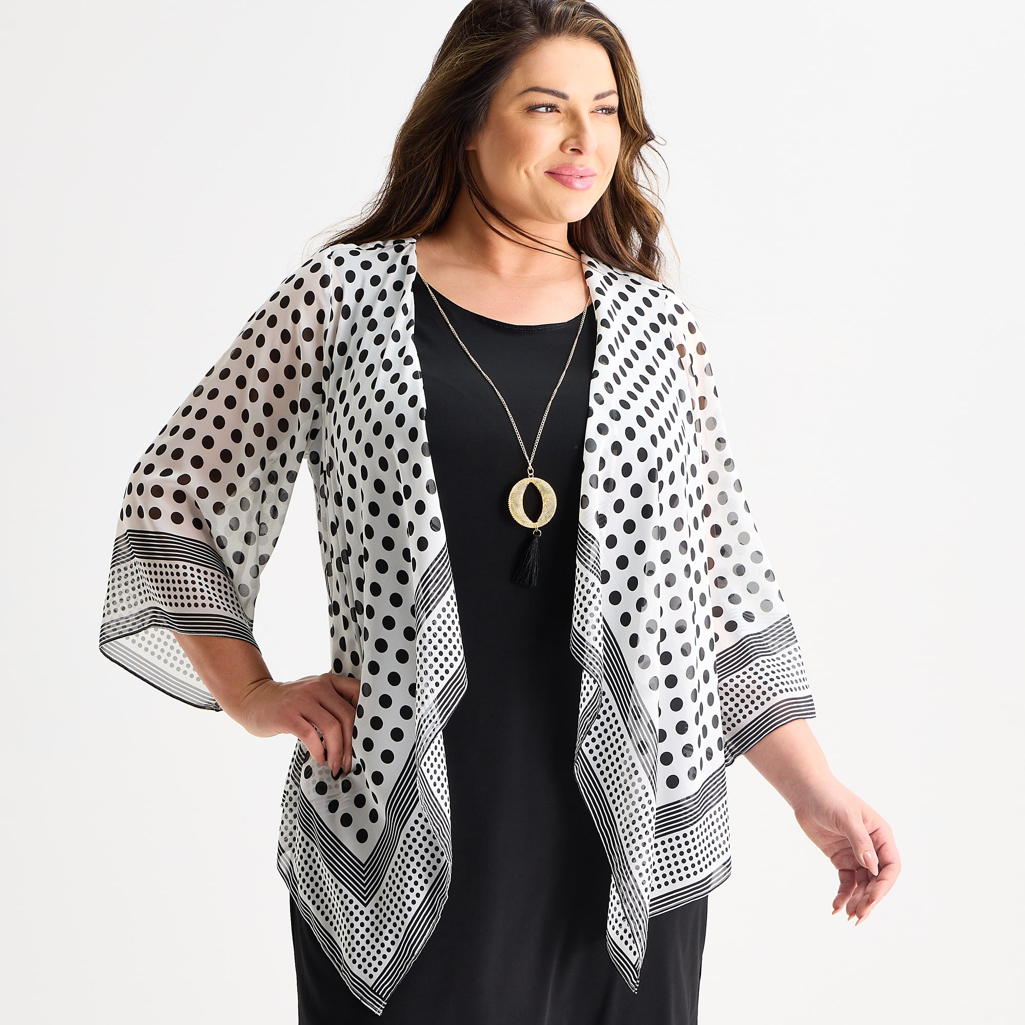 Studio 1 Womens Plus Dots Faux-Jacket Dress With Removable Necklace