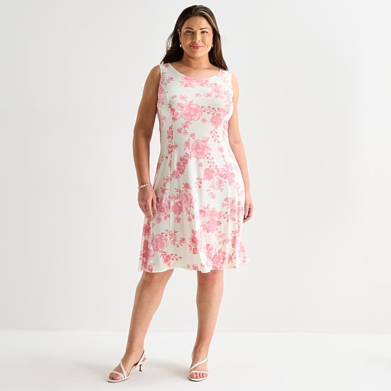 Danny & Nicole Womens Plus Midi Floral Jacket Dress
