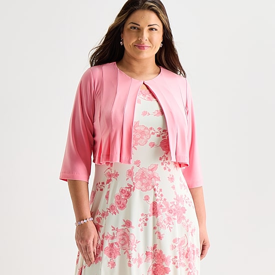 Danny & Nicole Womens Plus Midi Floral Jacket Dress