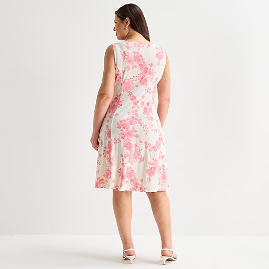 Danny & Nicole Womens Plus Midi Floral Jacket Dress