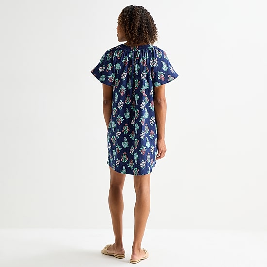 St. John's Bay Womens Tall Midi Split Crew Neck Short Sleeve A-Line Dress