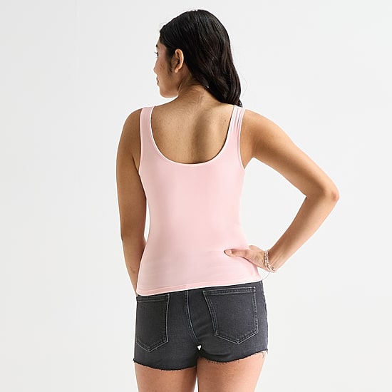 Arizona So Smooth Womens Juniors Scoop Neck Sleeveless Tank Top