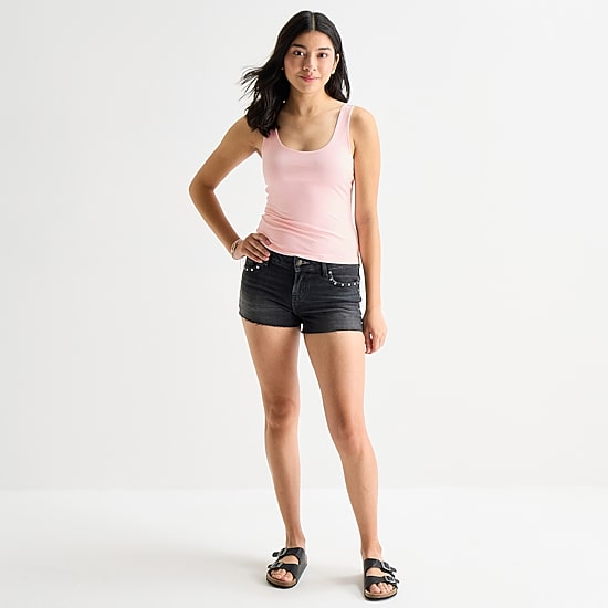 Arizona So Smooth Womens Juniors Scoop Neck Sleeveless Tank Top