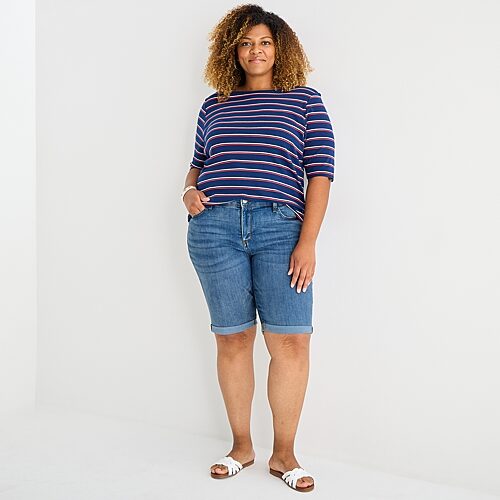 St. John's Bay Womens 11" Plus Bermuda Short, 20w, Blue