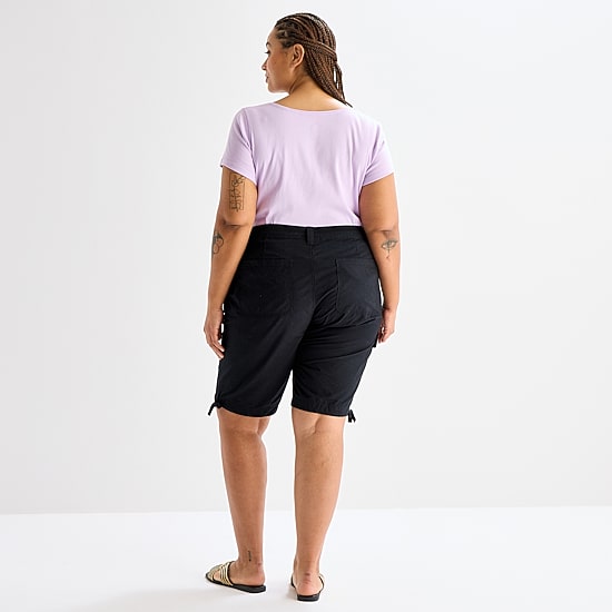 St. John's Bay Womens 12" Plus Adaptive Easy-on + Easy-off Cargo Bermuda Short