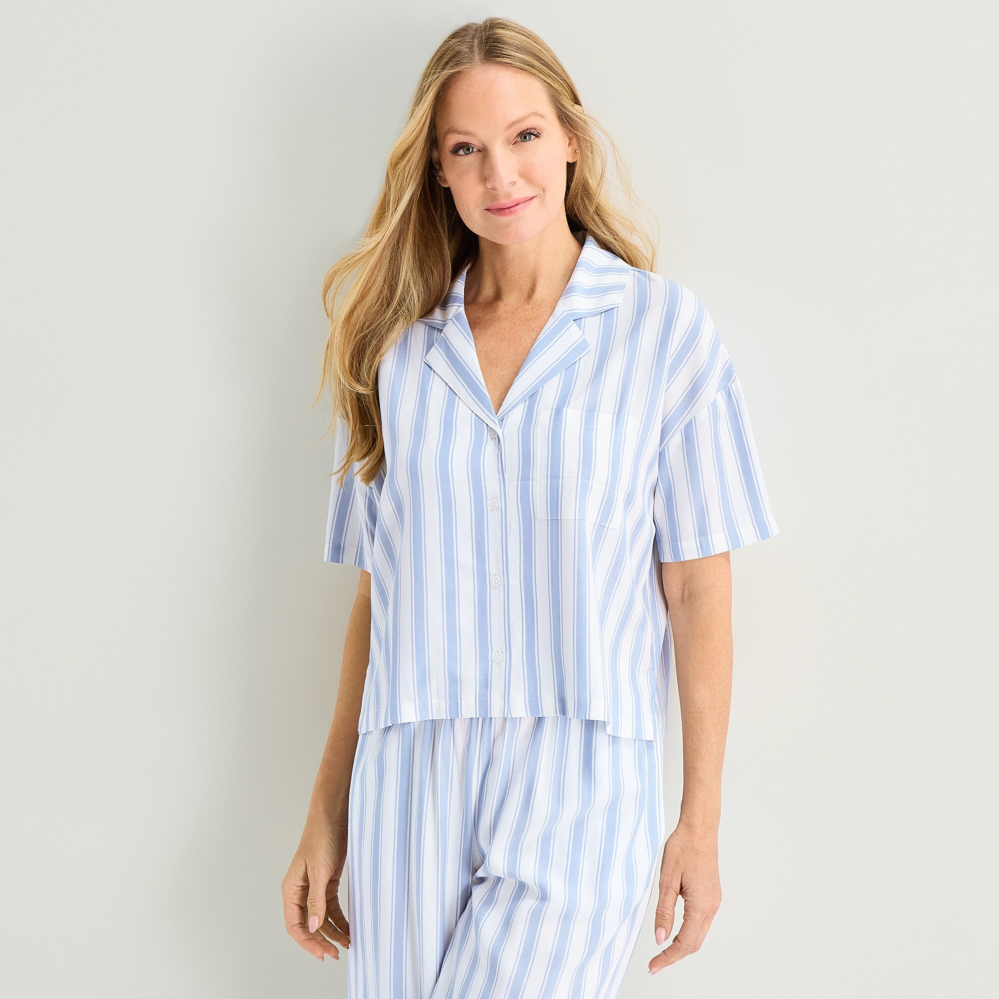 Liz Claiborne Cool and Calm Womens Short Sleeve 2-pc. Pajama Set