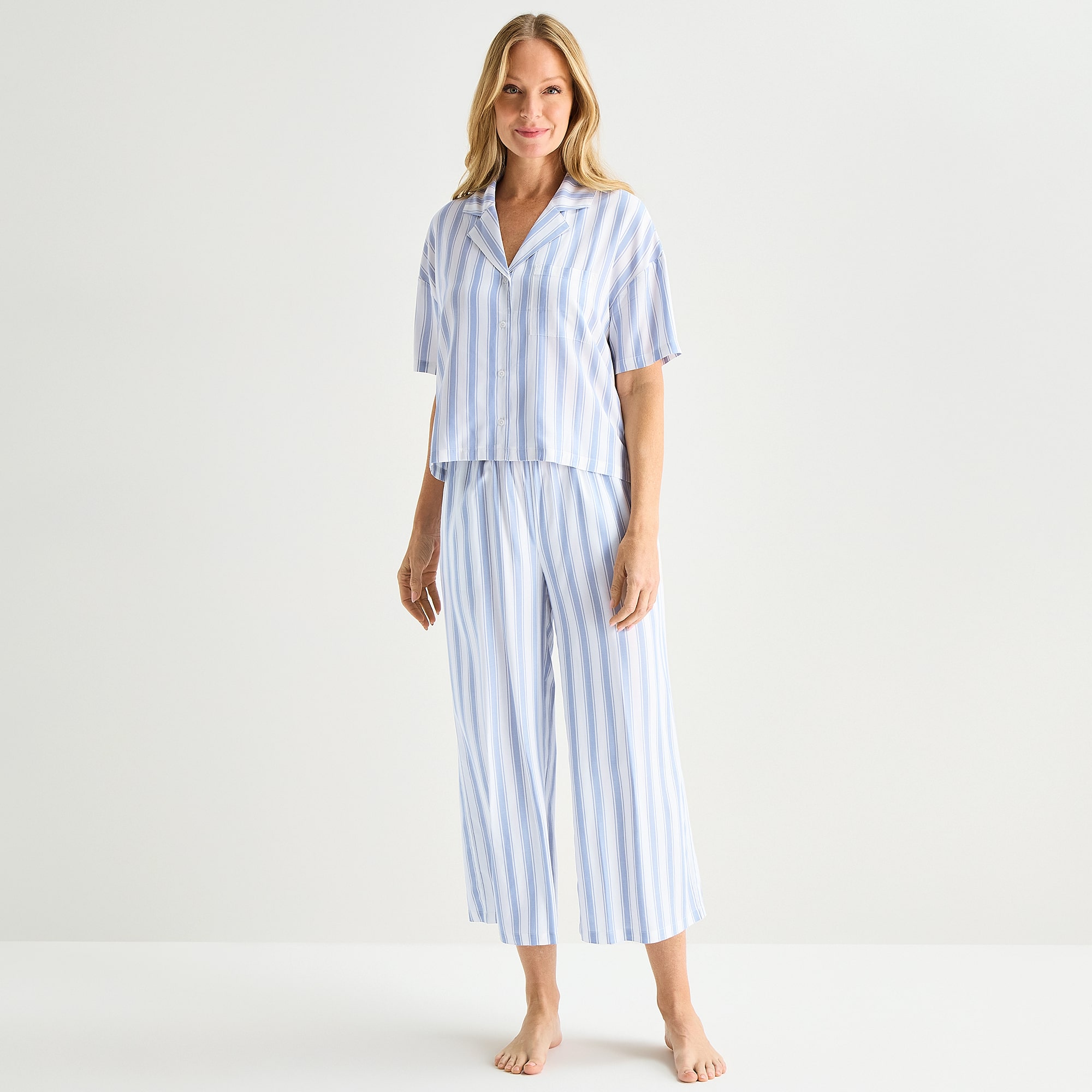 Liz Claiborne Cool and Calm Womens Short Sleeve 2-pc. Pajama Set