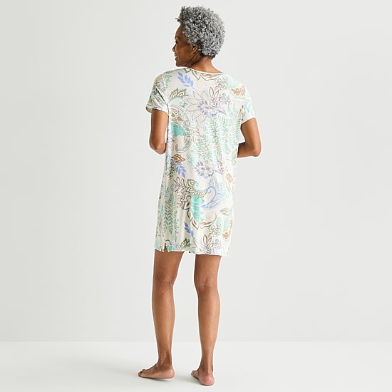 Liz Claiborne Cool and Calm Womens Short Sleeve Crew Neck Nightshirt