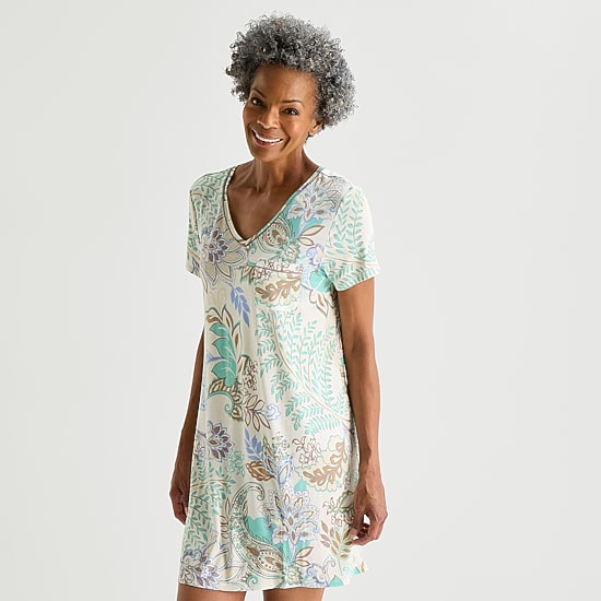 Liz Claiborne Cool and Calm Womens Short Sleeve Crew Neck Nightshirt