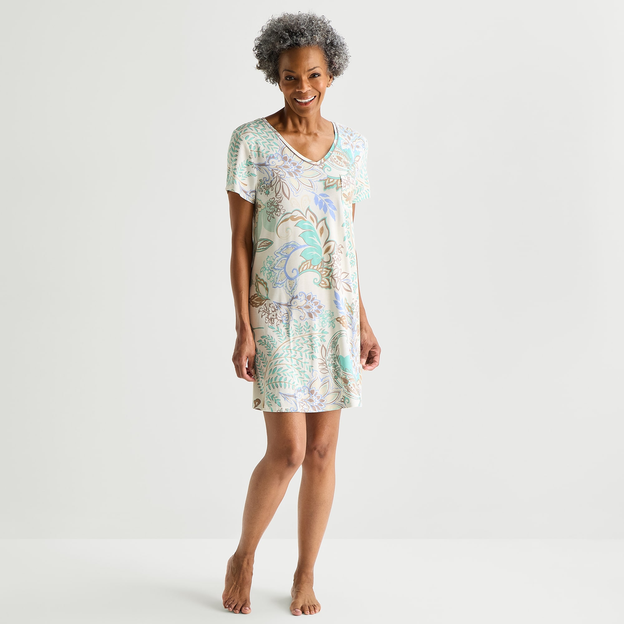 Liz Claiborne Cool and Calm Womens Short Sleeve Crew Neck Nightshirt