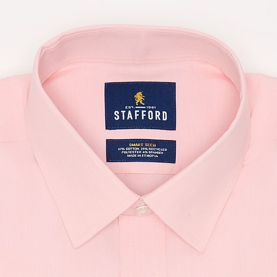 Stafford Smart Tech Mens Slim Fit Stretch Fabric Wrinkle Free Long Sleeve Dress Shirt