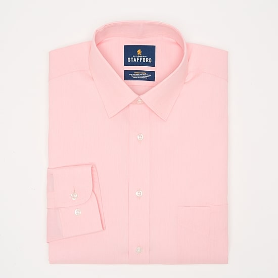 Stafford Smart Tech Mens Slim Fit Stretch Fabric Wrinkle Free Long Sleeve Dress Shirt