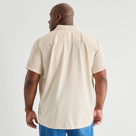 mutual weave Mens Easy-on + Easy-off Short Sleeve Regular Fit Button-Down Shirt