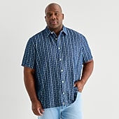 mutual weave Mens Short Sleeve Relaxed Fit Big and Tall Button-Down Shirt