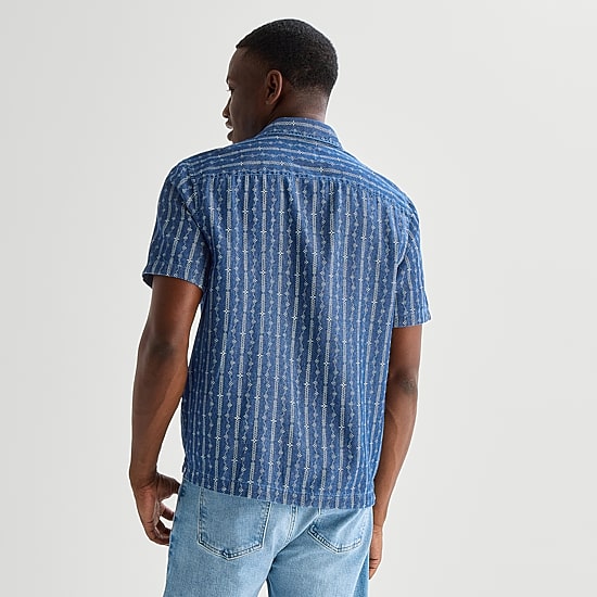 mutual weave Mens Short Sleeve Classic Fit Button-Down Shirt