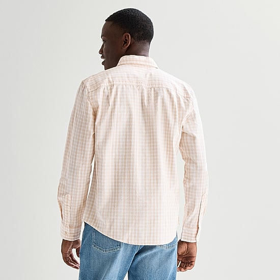 mutual weave Mens Long Sleeve Classic Fit Button-Down Shirt