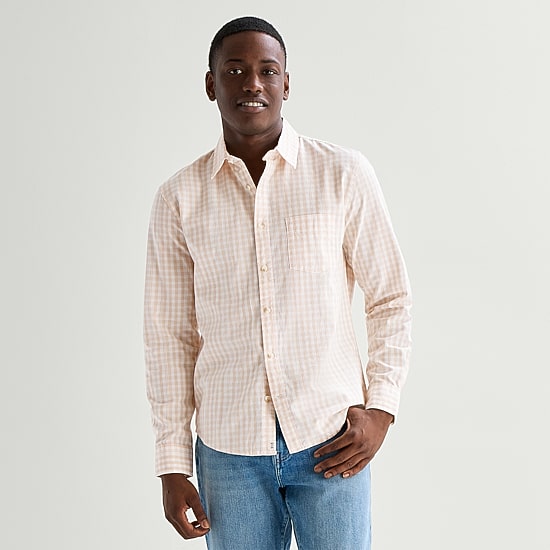 mutual weave Mens Long Sleeve Classic Fit Button-Down Shirt