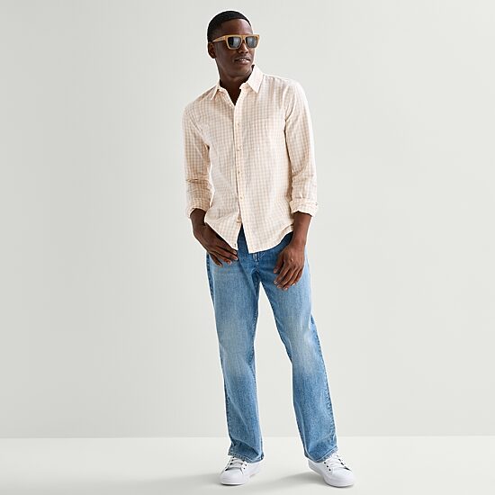mutual weave Mens Long Sleeve Classic Fit Button-Down Shirt