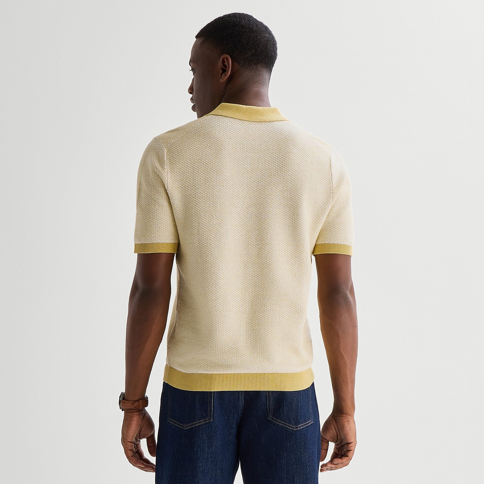 mutual weave Mens Short Sleeve Polo Sweater
