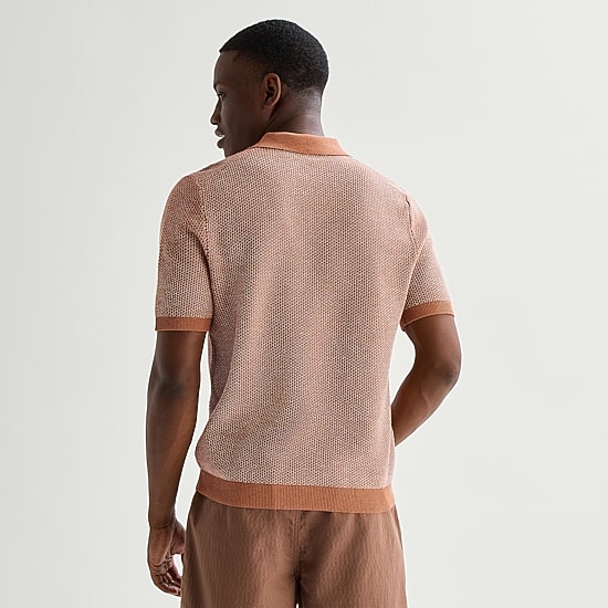 mutual weave Mens Short Sleeve Polo Sweater