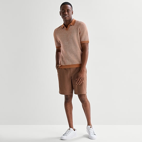 mutual weave Mens Short Sleeve Polo Sweater