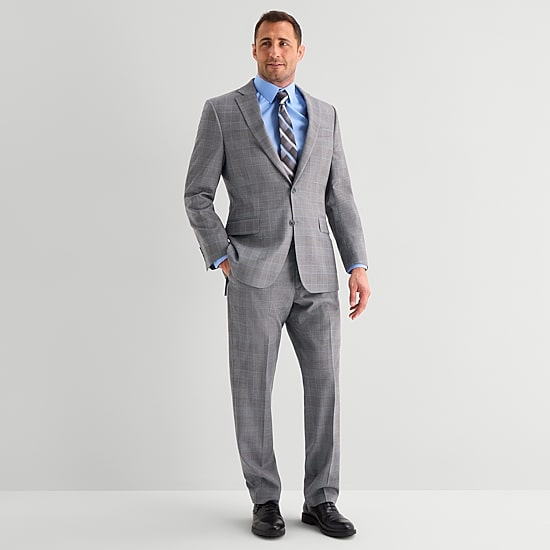 Stafford Coolmax All Season Ecomade Mens Classic Fit Plaid Suit Jacket