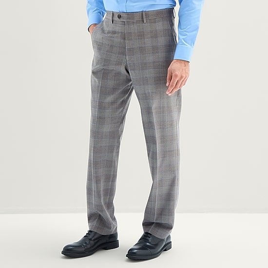 Stafford Coolmax All Season Ecomade Mens Classic Fit Plaid Flat Front Suit Pant