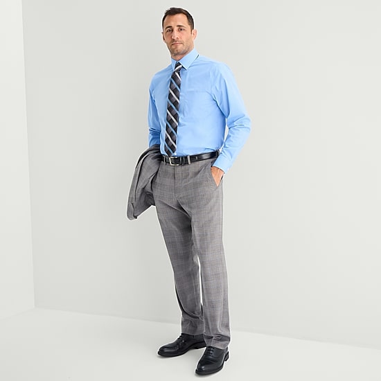 Stafford Coolmax All Season Ecomade Mens Classic Fit Plaid Flat Front Suit Pant