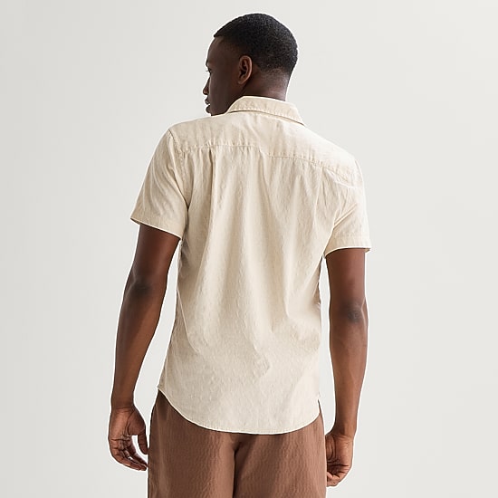 mutual weave Mens Easy-on + Easy-off Short Sleeve Classic Fit Button-Down Shirt