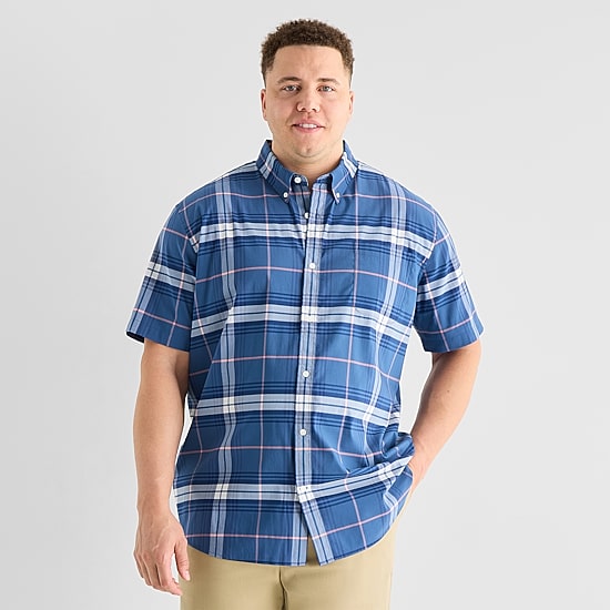 jcpenney short sleeve dress shirts St. John's Bay Performance Mens Short Sleeve Classic Fit Big and Tall Button-Down  Shirt
