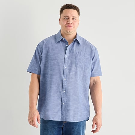 mens short sleeve dress shirts big and tall Tall Size Men's Everyday Purple Gradient Stripes Short Sleeve Shirt, Purple / 8XL / Linen-Feel