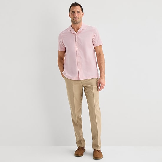 Stafford Chambray Mens Short Sleeve Regular Fit Button-Down Shirt